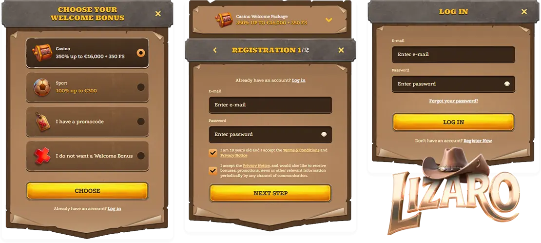 Lizaro registration and login